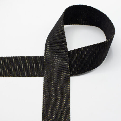 Tassenband gold metal fiber 40 mm - black