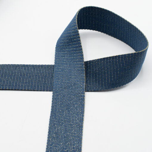 Tassenband gold metal fiber 40 mm - denim
